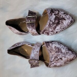 Massimo  Maliha Faux Velvet Pointy Toe Mary Jane Flats